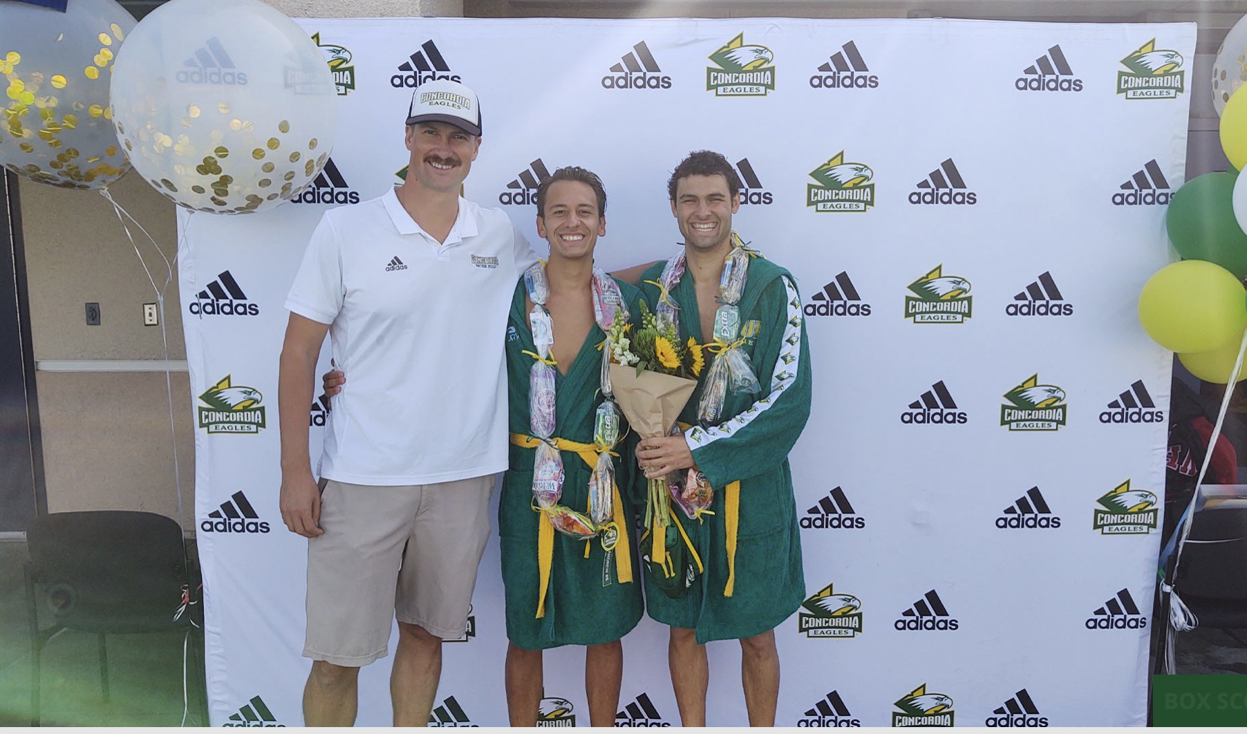 Coach Dreason Barry (left) with seniors Andrew Dimino (center) and Christian Bowley 